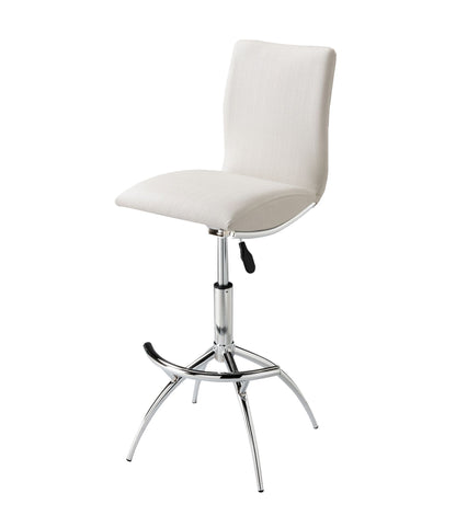 Modern barstool set of 2 soft white leatherette chrome adjustable height angled view