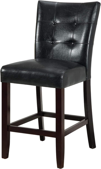 Modern Counter Height Chairs Black Faux Leather Tufted Set of 2 High Chairs Dining Seating image 11