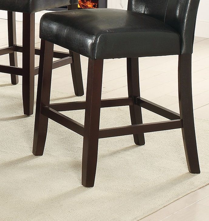 Modern Counter Height Chairs Black Faux Leather Tufted Set of 2 High Chairs Dining Seating image 5
