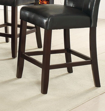Modern Counter Height Chairs Black Faux Leather Tufted Set of 2 High Chairs Dining Seating image 5