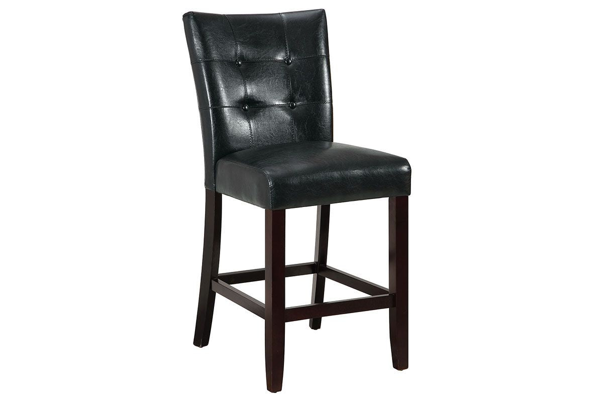 Modern Counter Height Chairs Black Faux Leather Tufted Set of 2 High Chairs Dining Seating image 8