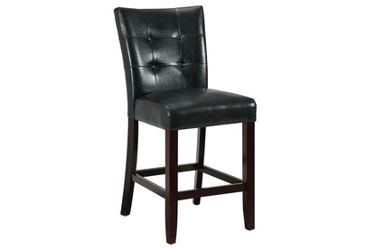 Modern Counter Height Chairs Black Faux Leather Tufted Set of 2 High Chairs Dining Seating image 8