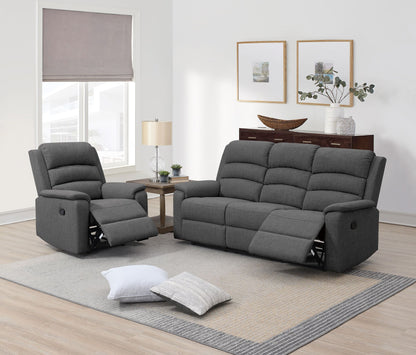 Modern Dark Gray Color Burlap Fabric Recliner Motion Sofa 1pc Plush Couch Manual Motion Sofa Living Room Furniture image 7