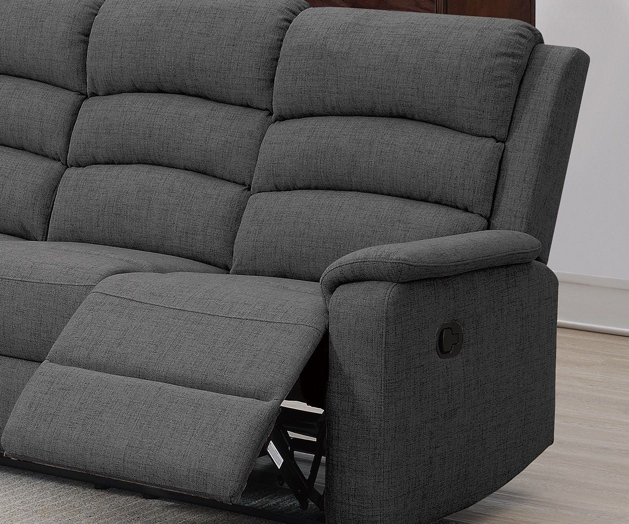 Modern Dark Gray Color Burlap Fabric Recliner Motion Sofa 1pc Plush Couch Manual Motion Sofa Living Room Furniture image 5