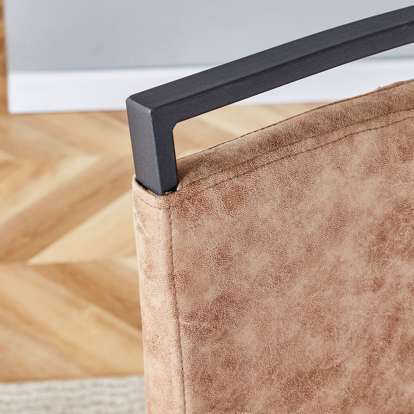 Modern Dining Chairs, Technology cloth High Back Upholstered Side Chair with C-shaped Tube Black Metal Legs for Dining R image 19