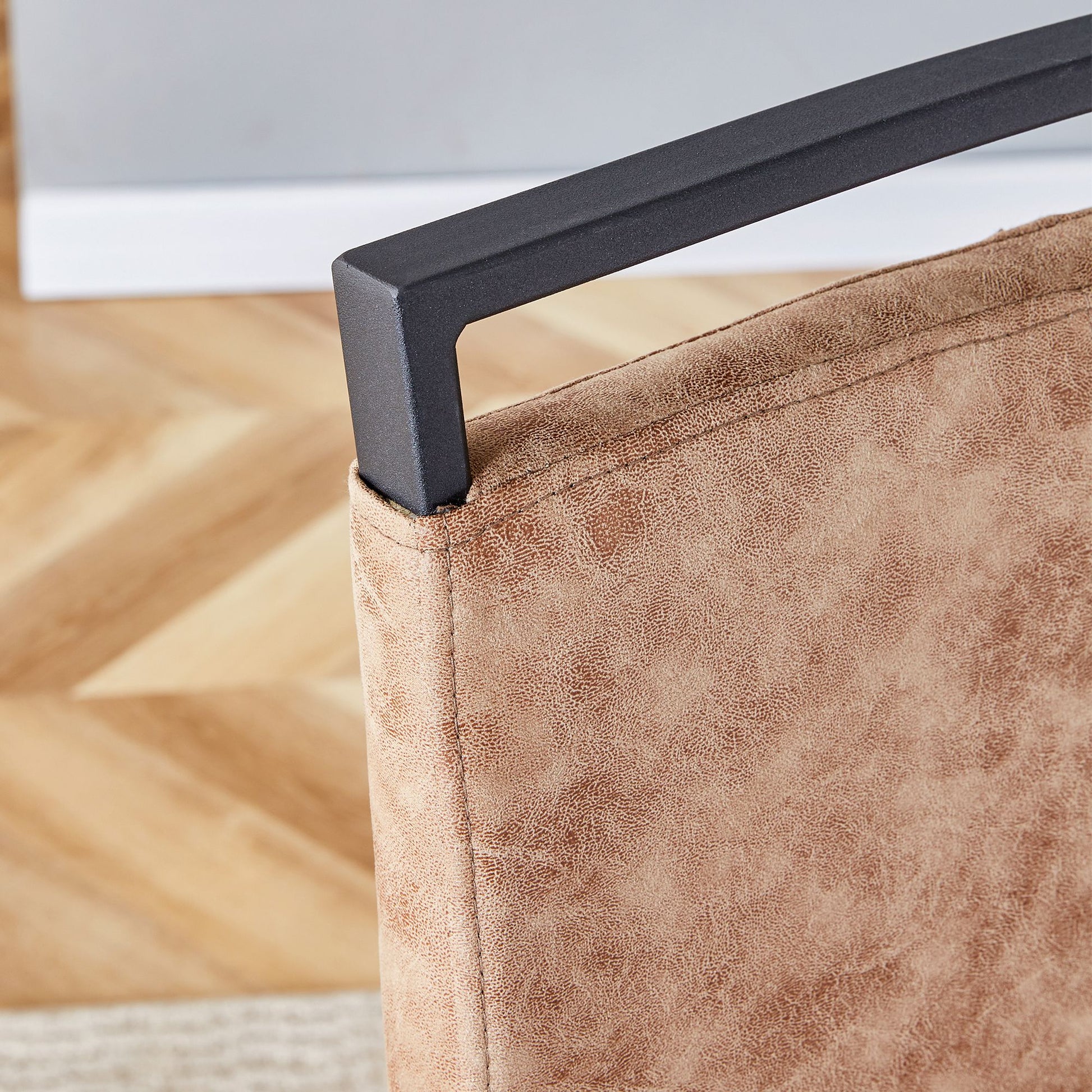 Modern Dining Chairs, Technology cloth High Back Upholstered Side Chair with C-shaped Tube Black Metal Legs for Dining R image 19