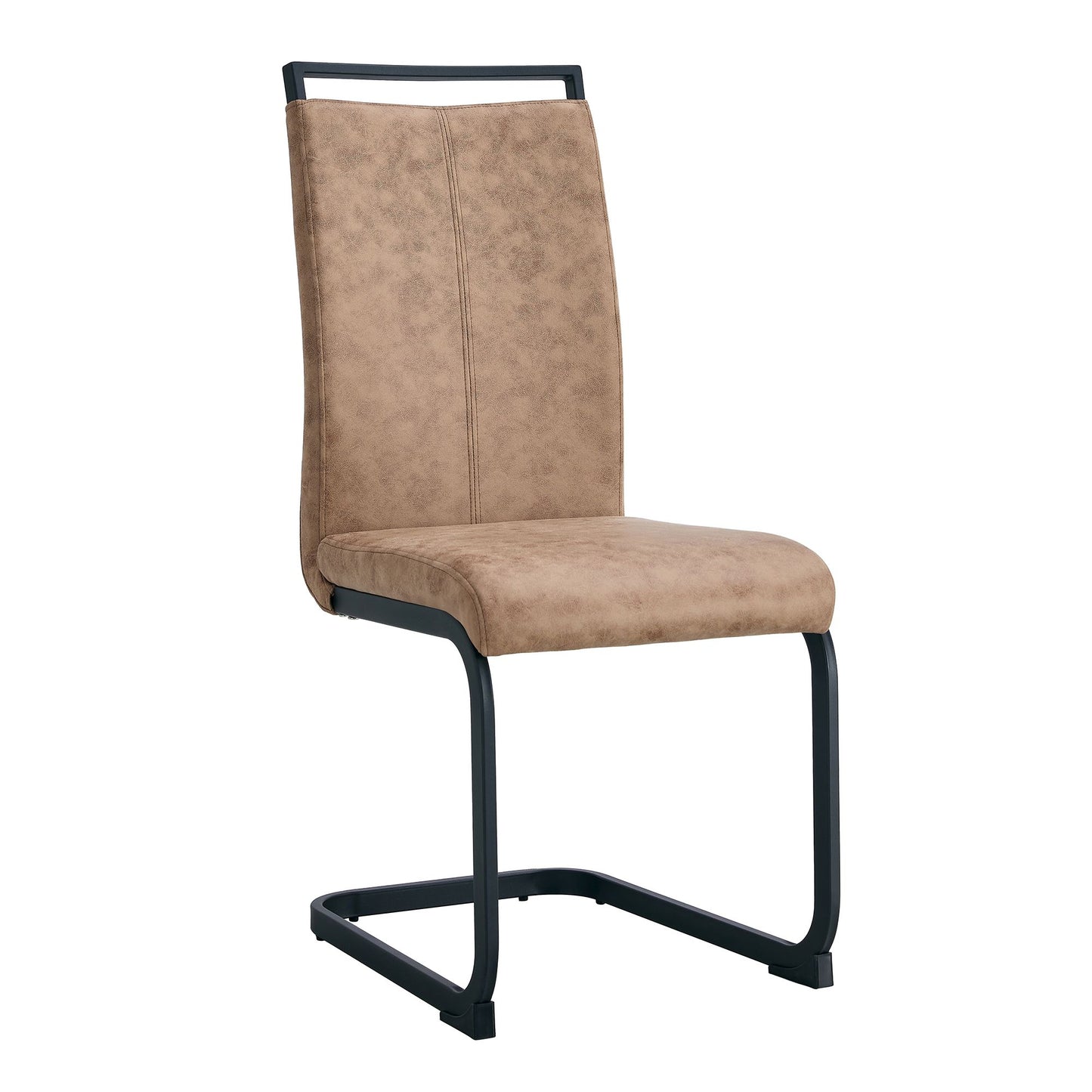 Modern Dining Chairs, Technology cloth High Back Upholstered Side Chair with C-shaped Tube Black Metal Legs for Dining R image 16