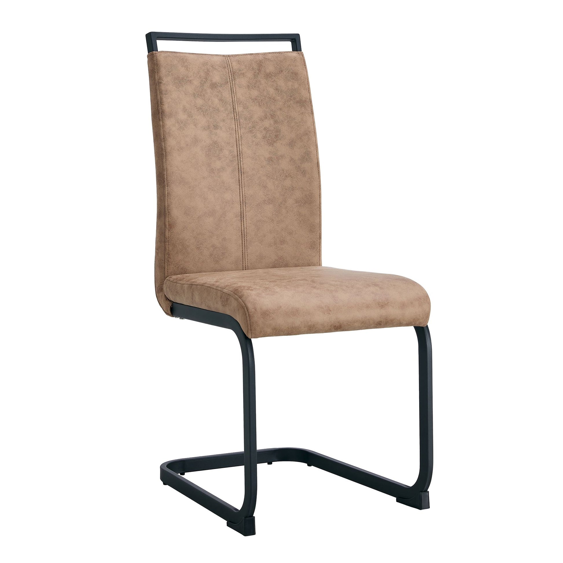 Modern Dining Chairs, Technology cloth High Back Upholstered Side Chair with C-shaped Tube Black Metal Legs for Dining R image 16