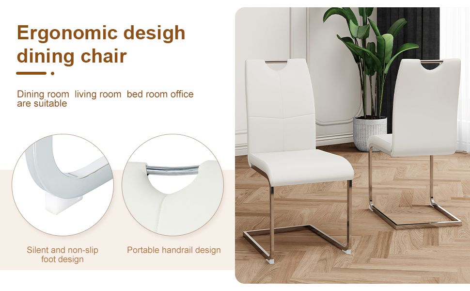 Modern Dining Chairs with Faux Leather Padded Seat Dining Living Room Chairs Upholstered Chair with Chrome Metal Legs De image 13