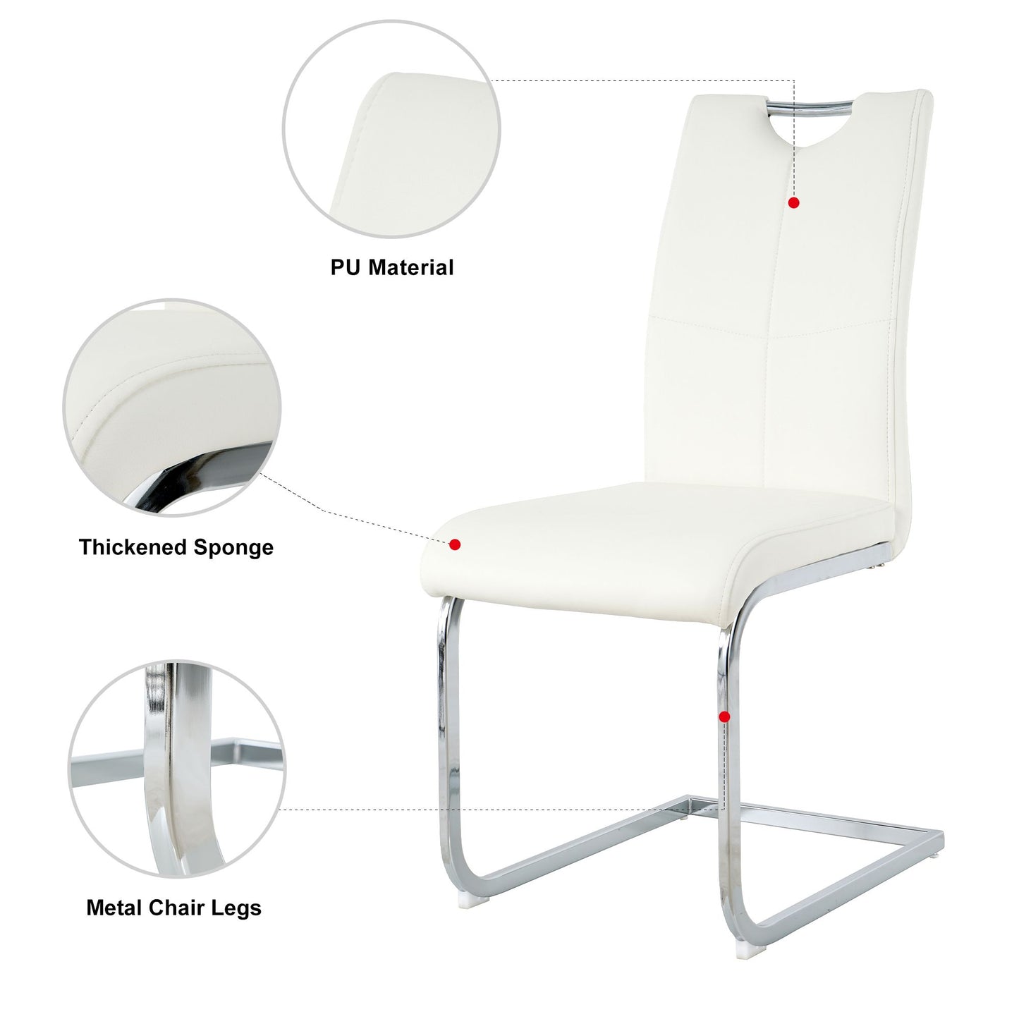 Modern Dining Chairs with Faux Leather Padded Seat Dining Living Room Chairs Upholstered Chair with Chrome Metal Legs De image 10