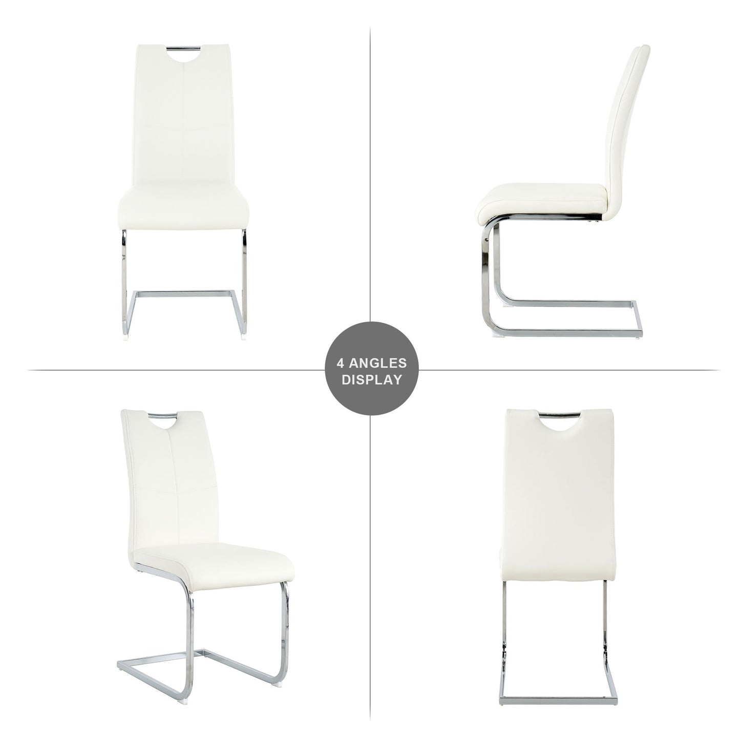 Modern Dining Chairs with Faux Leather Padded Seat Dining Living Room Chairs Upholstered Chair with Chrome Metal Legs De image 16