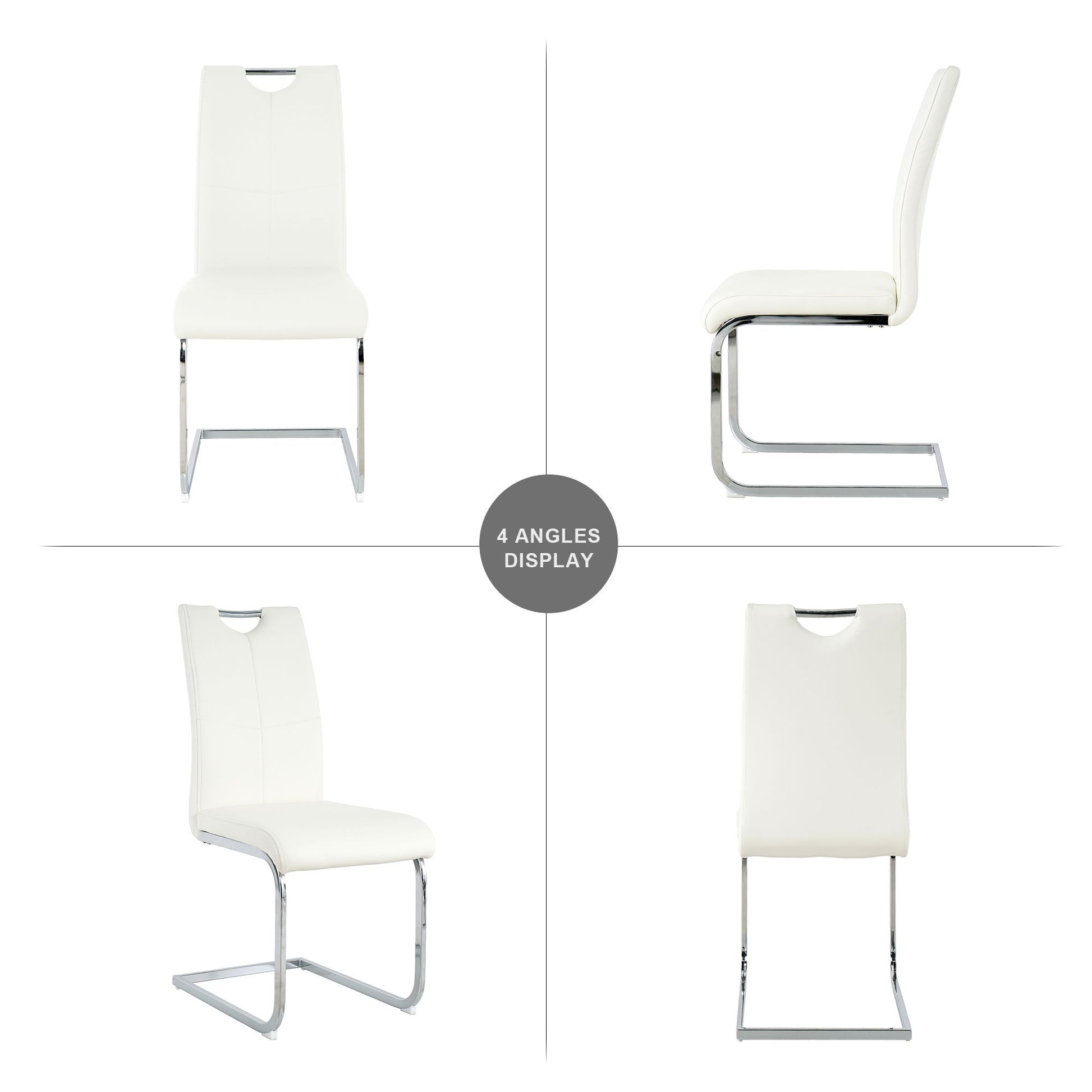 Modern Dining Chairs with Faux Leather Padded Seat Dining Living Room Chairs Upholstered Chair with Chrome Metal Legs De image 16
