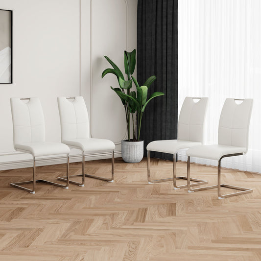 Modern Dining Chairs with Faux Leather Padded Seat Dining Living Room Chairs Upholstered Chair with Chrome Metal Legs De image 1