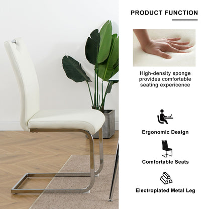 Modern Dining Chairs with Faux Leather Padded Seat Dining Living Room Chairs Upholstered Chair with Chrome Metal Legs De image 9
