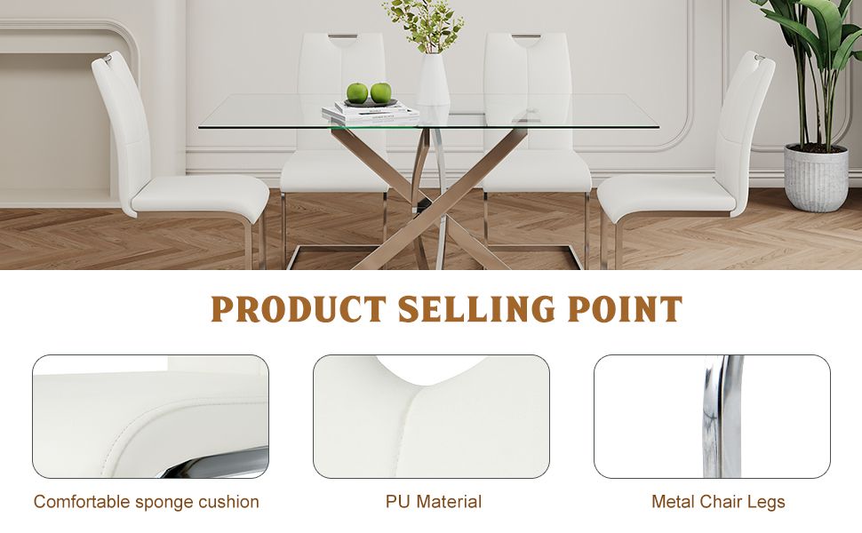 Modern Dining Chairs with Faux Leather Padded Seat Dining Living Room Chairs Upholstered Chair with Chrome Metal Legs De image 14