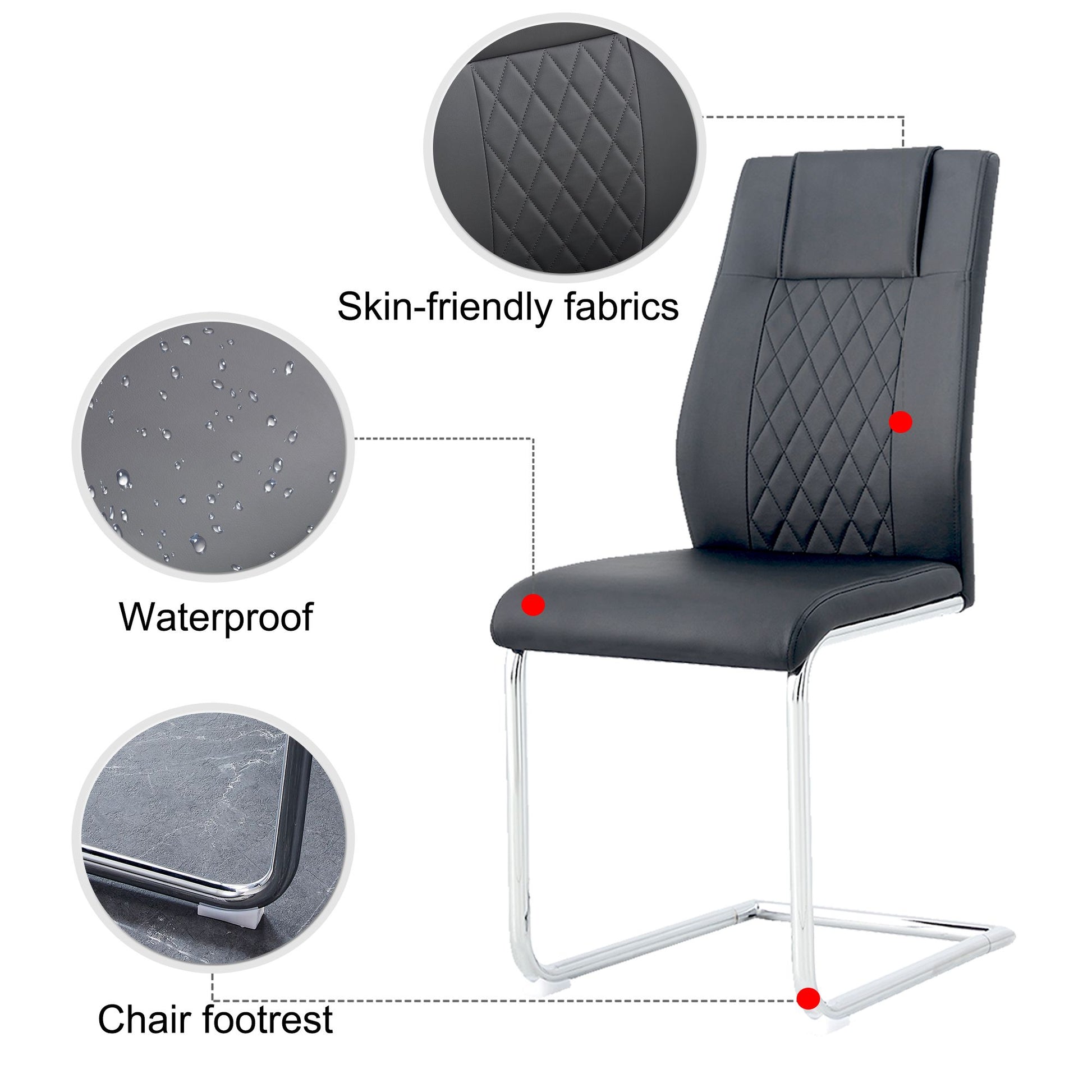 Modern Dining Chairs with Faux Leather Padded Seat Dining Living Room Chairs Upholstered Chair with Metal Legs Design fo image 18