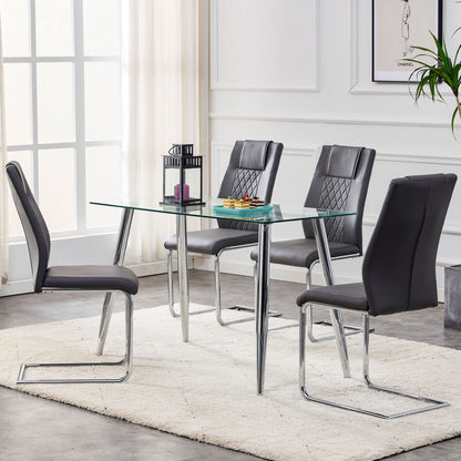 Modern Dining Chairs with Faux Leather Padded Seat Dining Living Room Chairs Upholstered Chair with Metal Legs Design fo image 8