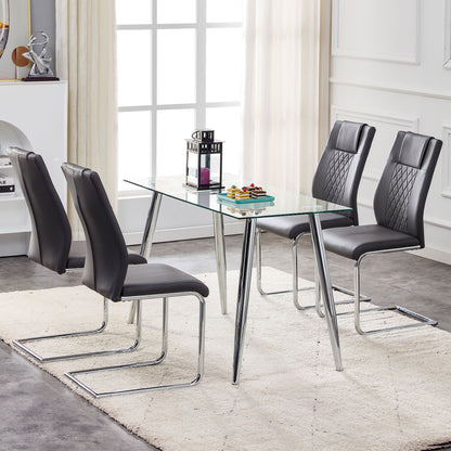 Modern Dining Chairs with Faux Leather Padded Seat Dining Living Room Chairs Upholstered Chair with Metal Legs Design fo image 6