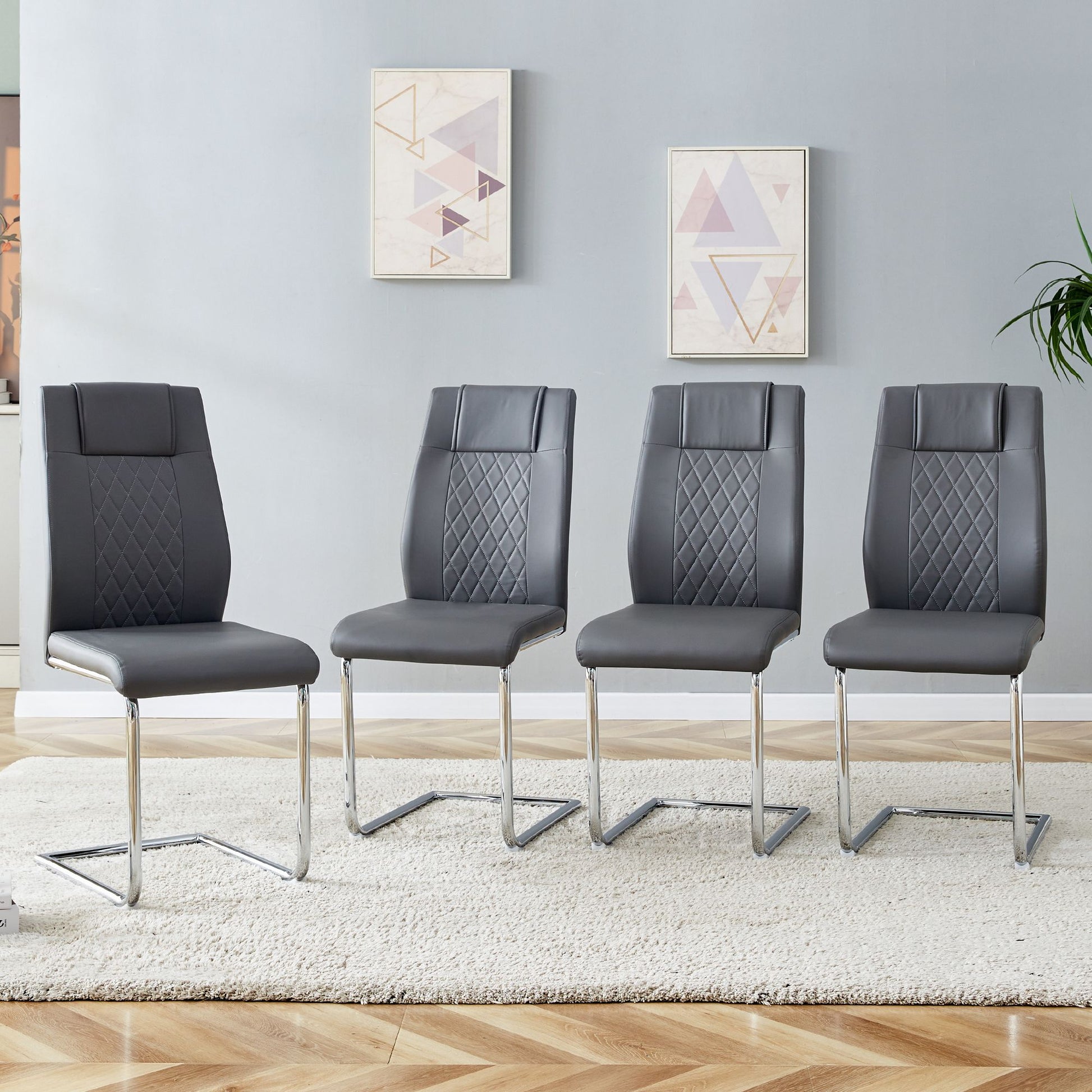 Modern Dining Chairs with Faux Leather Padded Seat Dining Living Room Chairs Upholstered Chair with Metal Legs Design fo image 1