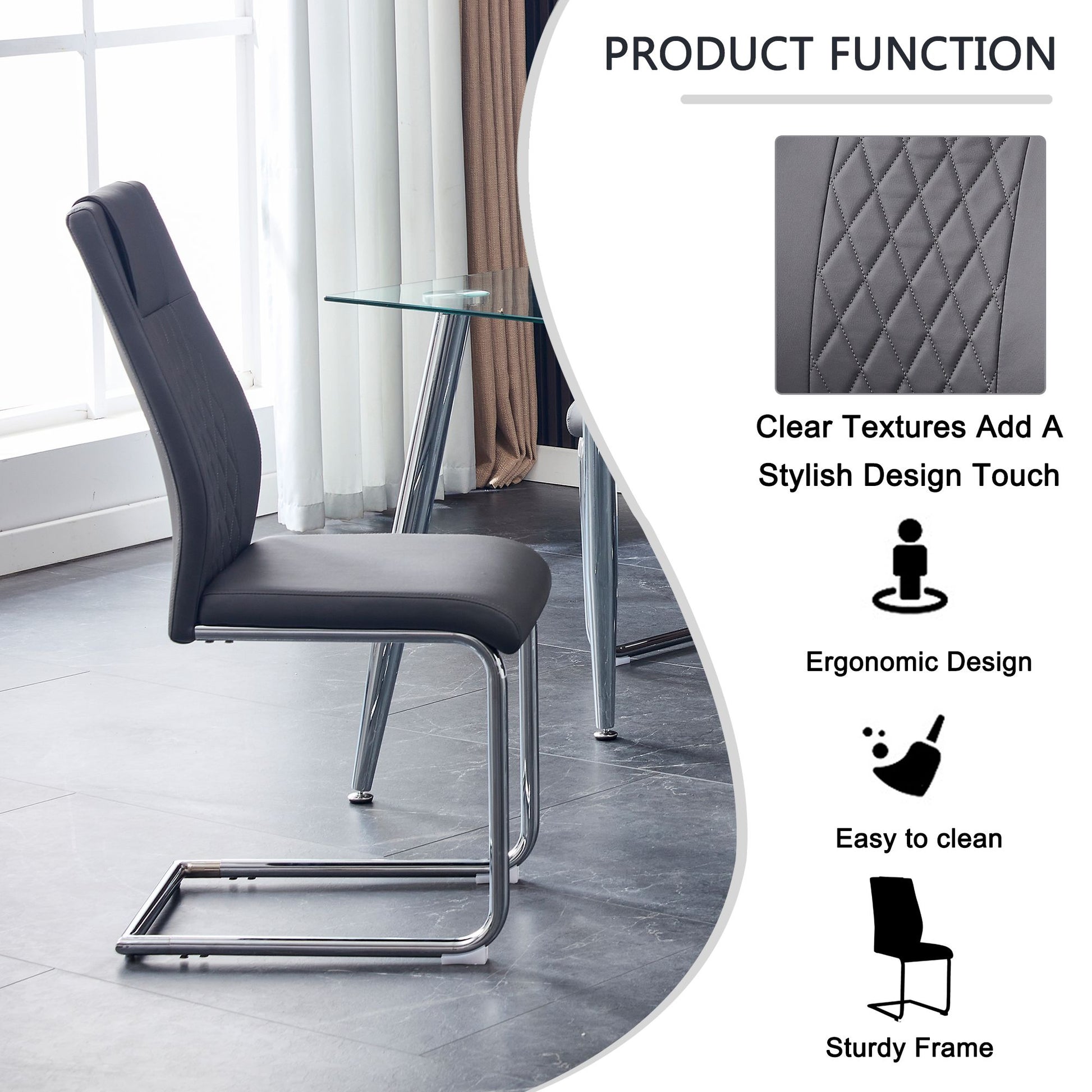 Modern Dining Chairs with Faux Leather Padded Seat Dining Living Room Chairs Upholstered Chair with Metal Legs Design fo image 17