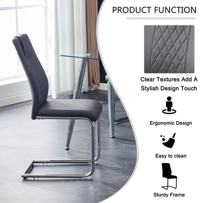 Modern Dining Chairs with Faux Leather Padded Seat Dining Living Room Chairs Upholstered Chair with Metal Legs Design fo image 17