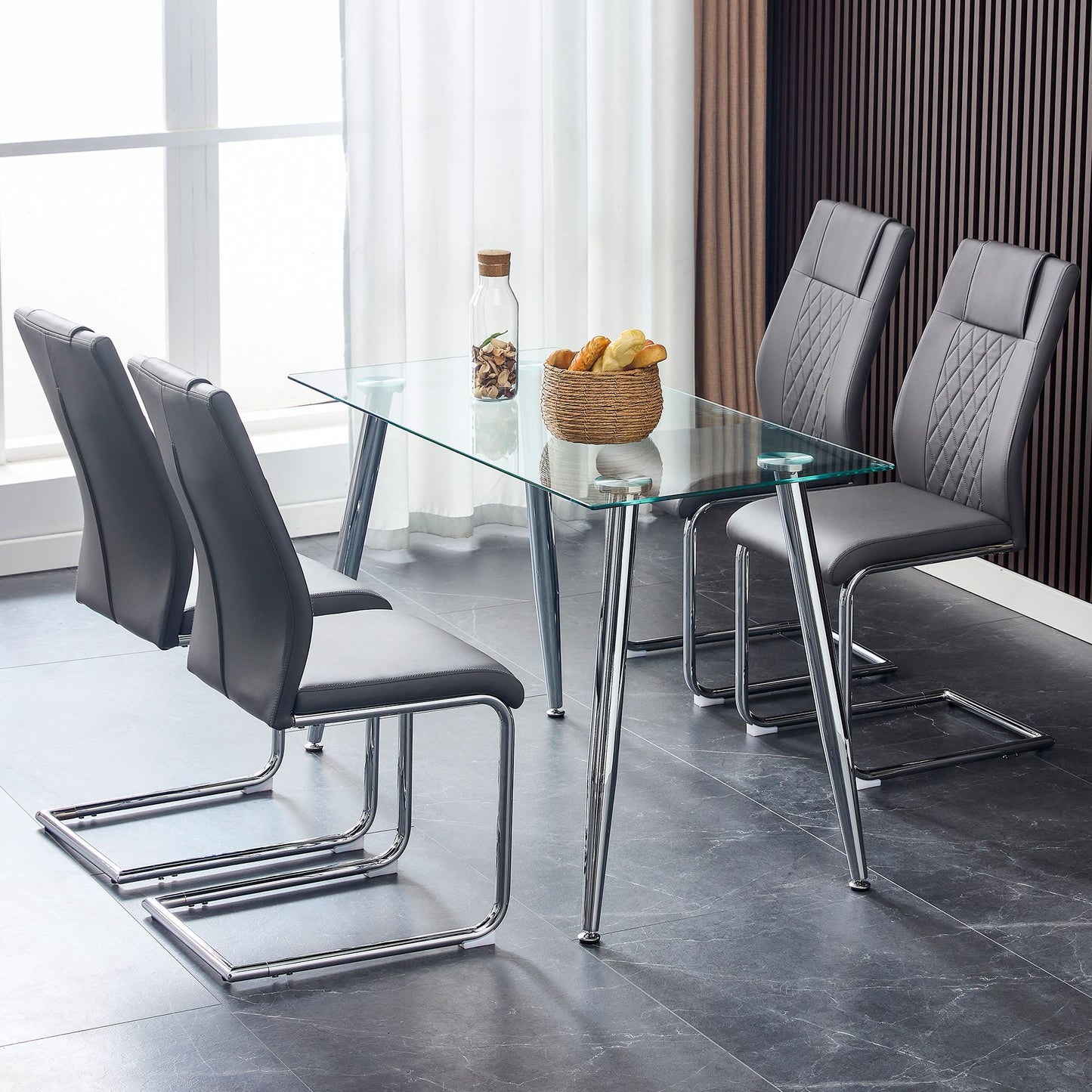 Modern Dining Chairs with Faux Leather Padded Seat Dining Living Room Chairs Upholstered Chair with Metal Legs Design fo image 7