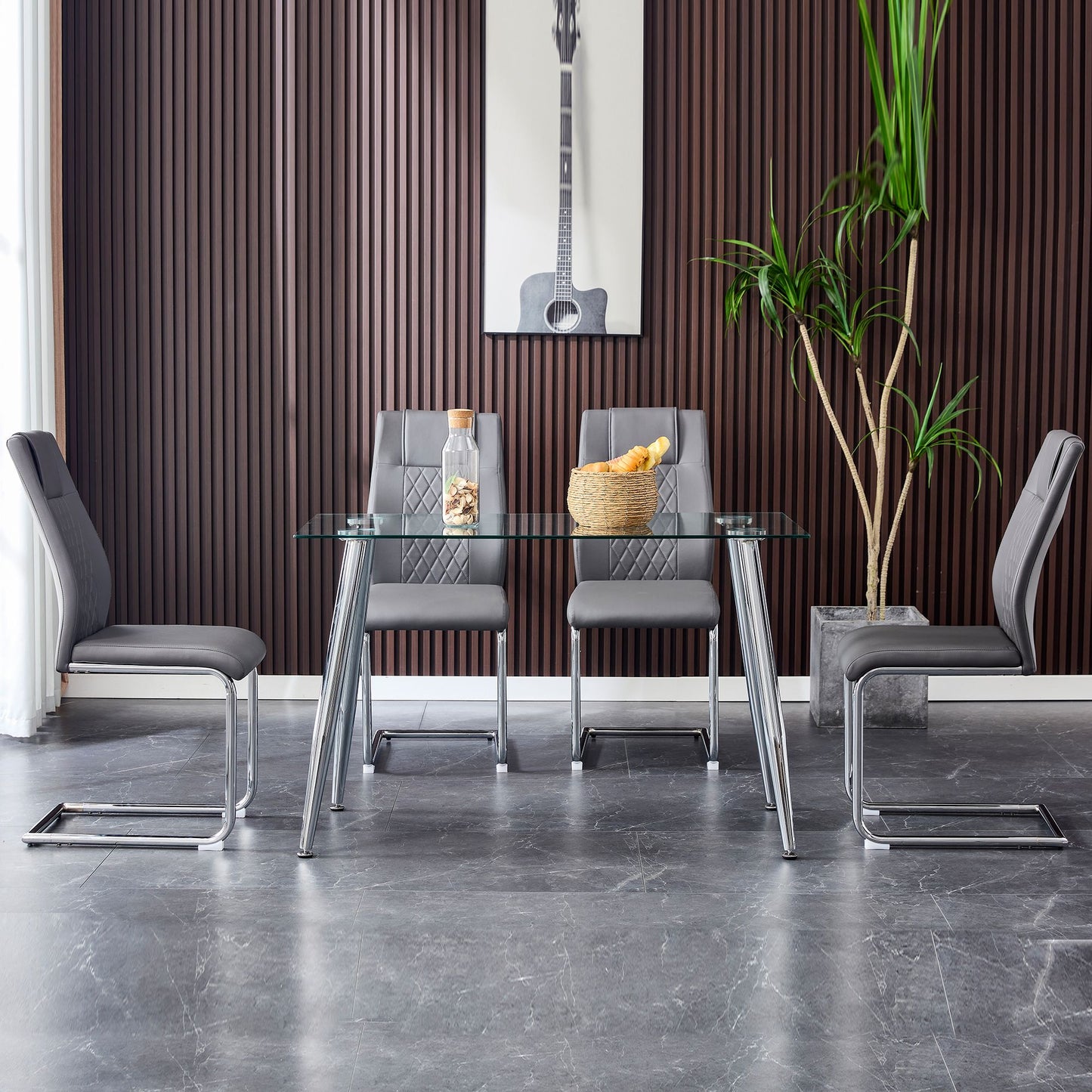 Modern Dining Chairs with Faux Leather Padded Seat Dining Living Room Chairs Upholstered Chair with Metal Legs Design fo image 9