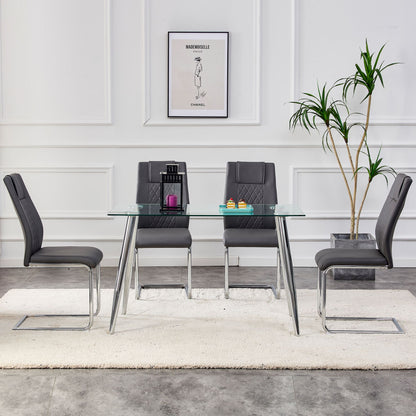 Modern Dining Chairs with Faux Leather Padded Seat Dining Living Room Chairs Upholstered Chair with Metal Legs Design fo image 4