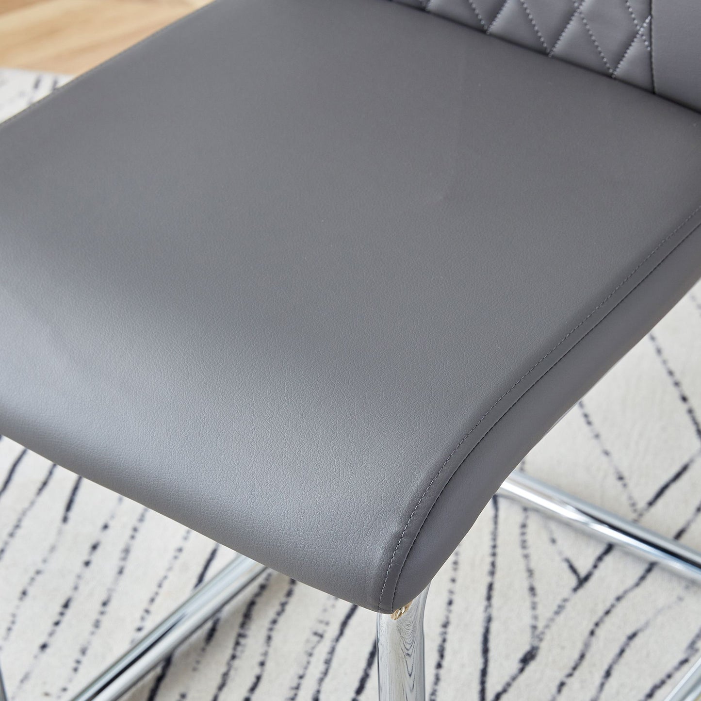 Modern Dining Chairs with Faux Leather Padded Seat Dining Living Room Chairs Upholstered Chair with Metal Legs Design fo image 14