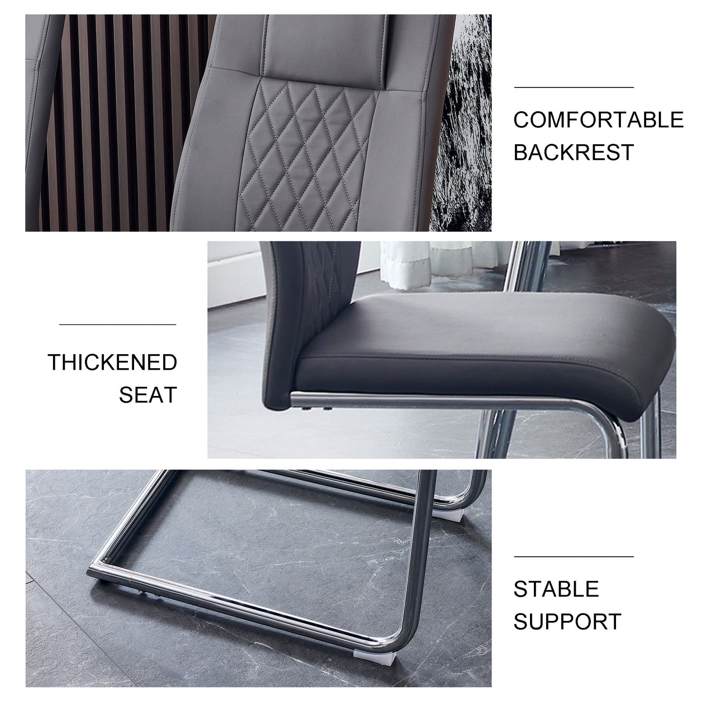 Modern Dining Chairs with Faux Leather Padded Seat Dining Living Room Chairs Upholstered Chair with Metal Legs Design fo image 16