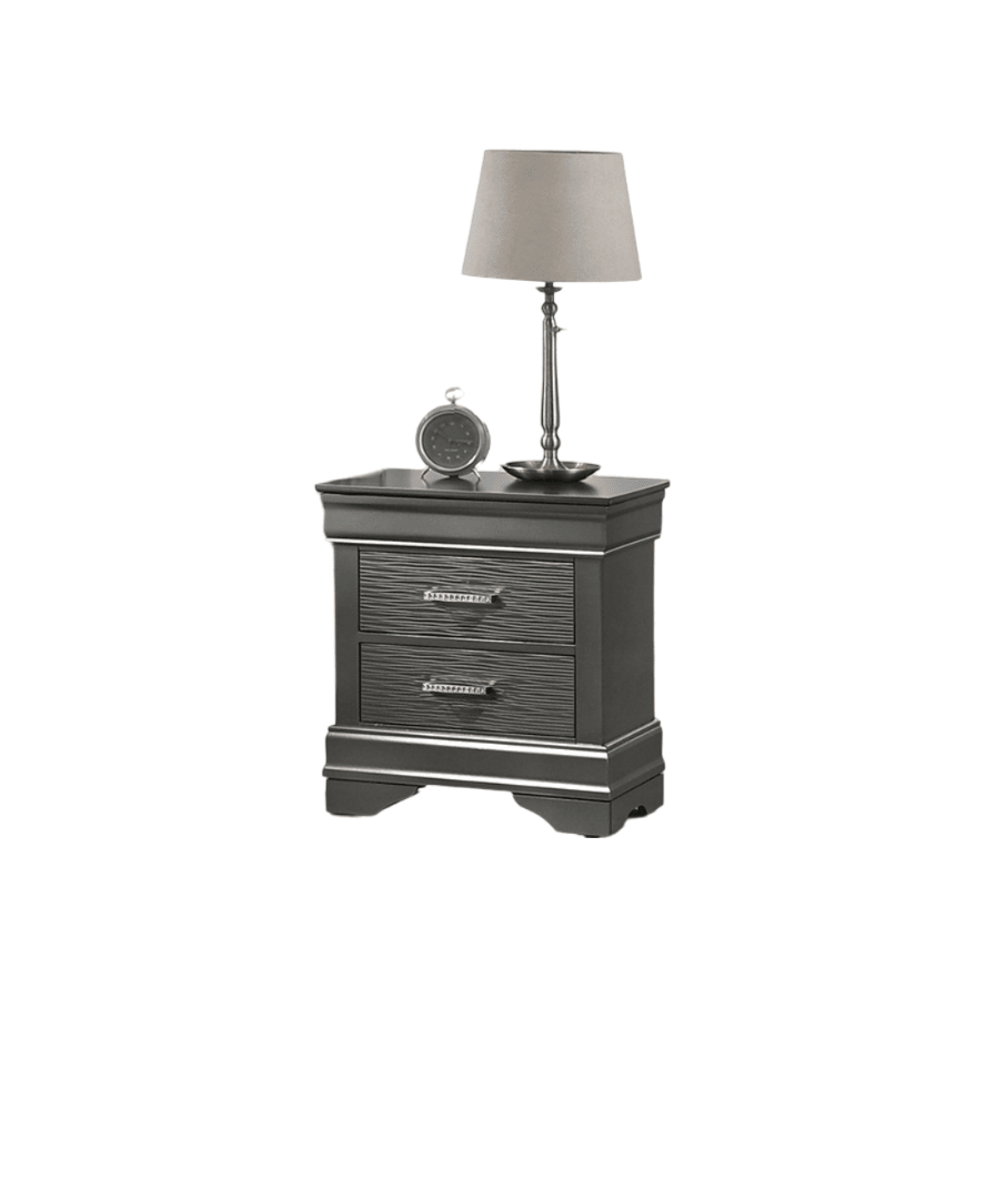 Modern Grey Transitional Wooden Nightstand Bedside Table 2x Drawers Bedroom Furniture image 5