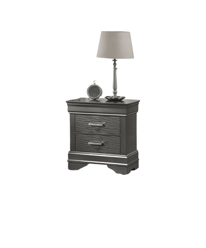 Modern Grey Transitional Wooden Nightstand Bedside Table 2x Drawers Bedroom Furniture image 5