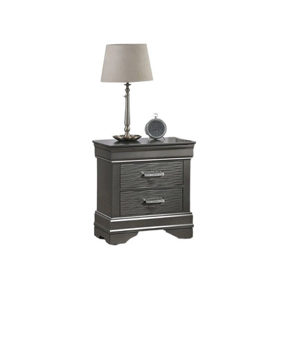 Modern Grey Transitional Wooden Nightstand Bedside Table 2x Drawers Bedroom Furniture image 3