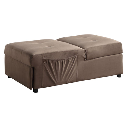 Modern Lift Top Storage Bench with Pull-out Bed 1pc Brown Velvet Tufted Solid Wood Furniture image 11