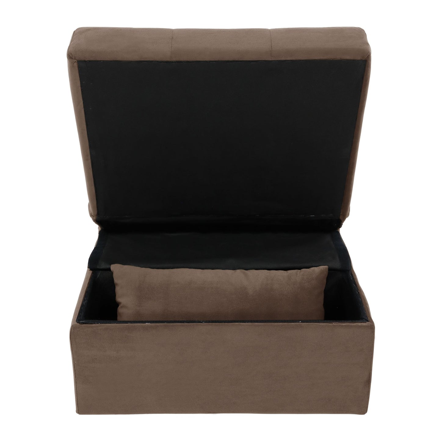 Modern Lift Top Storage Bench with Pull-out Bed 1pc Brown Velvet Tufted Solid Wood Furniture image 9