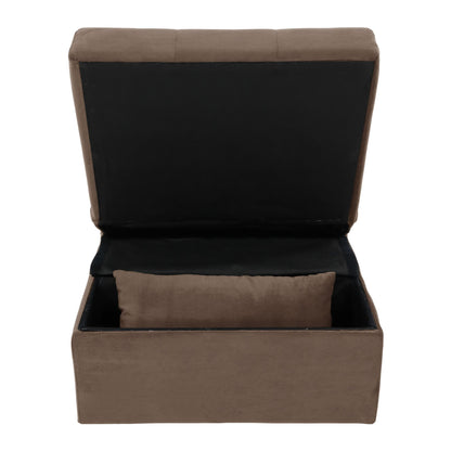 Modern Lift Top Storage Bench with Pull-out Bed 1pc Brown Velvet Tufted Solid Wood Furniture image 9