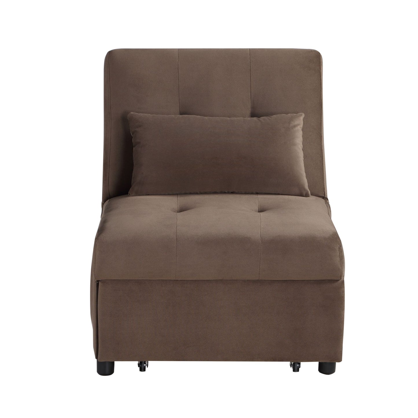 Modern Lift Top Storage Bench with Pull-out Bed 1pc Brown Velvet Tufted Solid Wood Furniture image 4