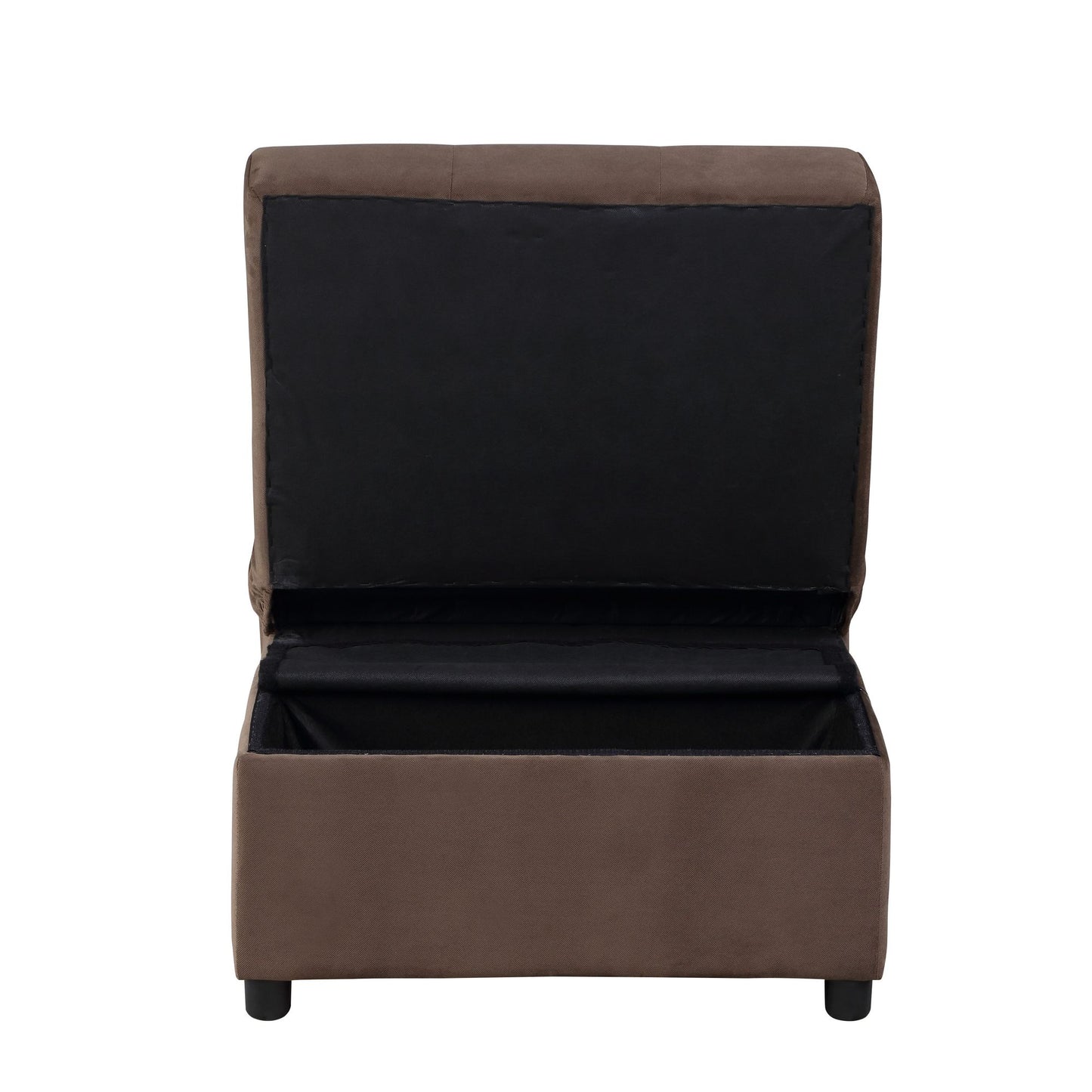 Modern Lift Top Storage Bench with Pull-out Bed 1pc Brown Velvet Tufted Solid Wood Furniture image 10