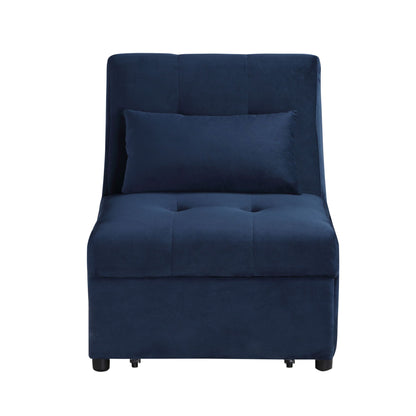 Modern Lift Top Storage Bench with Pull-out Bed 1pc Dark Blue Velvet Tufted Solid Wood Furniture image 3
