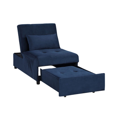 Modern Lift Top Storage Bench with Pull-out Bed 1pc Dark Blue Velvet Tufted Solid Wood Furniture image 6