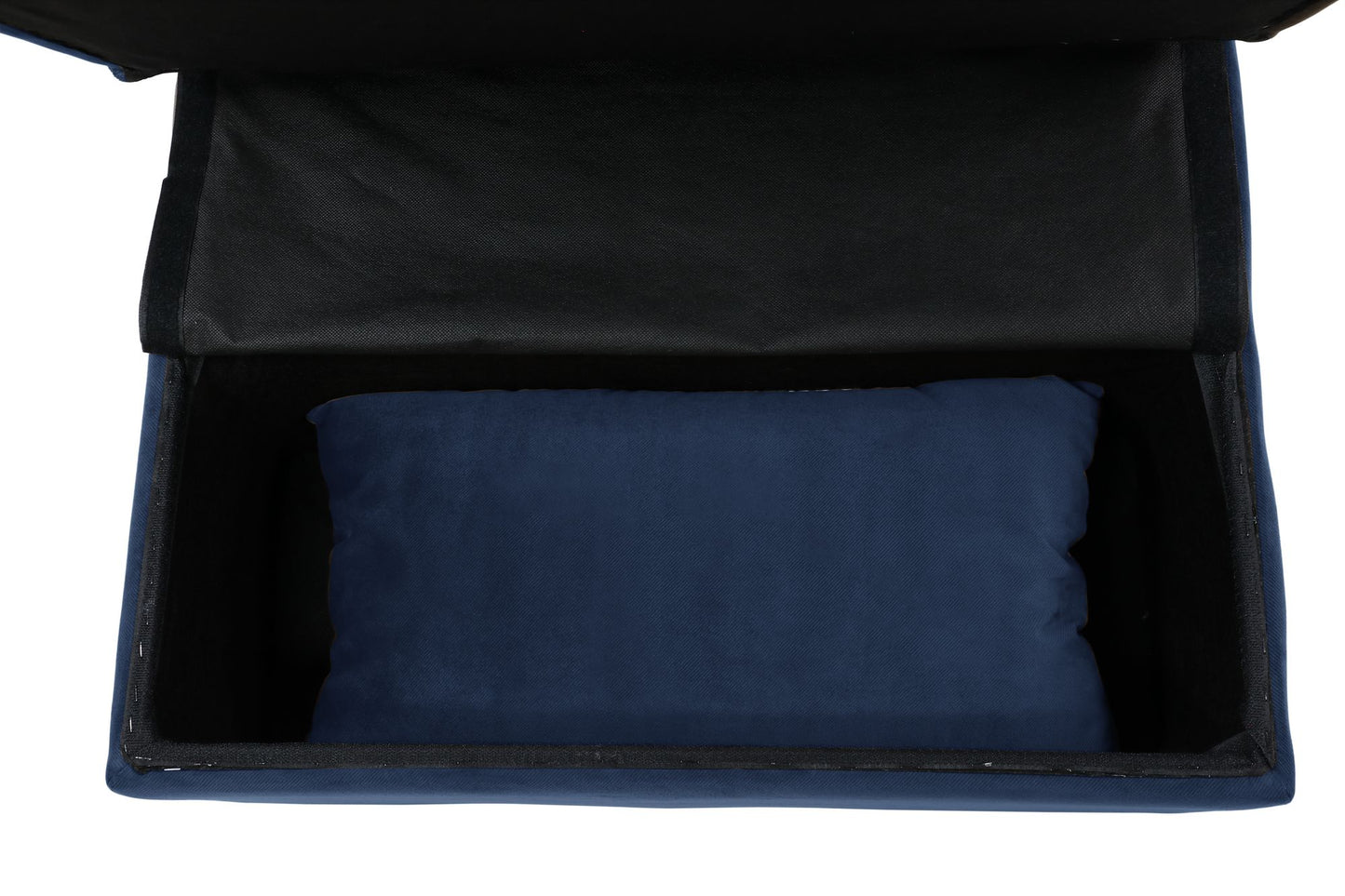 Modern Lift Top Storage Bench with Pull-out Bed 1pc Dark Blue Velvet Tufted Solid Wood Furniture image 7