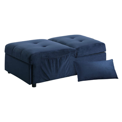 Modern Lift Top Storage Bench with Pull-out Bed 1pc Dark Blue Velvet Tufted Solid Wood Furniture image 4