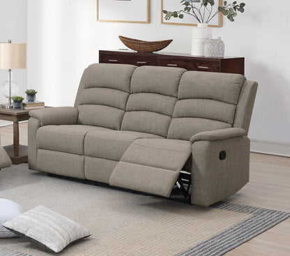 Modern Light Brown Color Burlap Fabric Recliner Motion Sofa 1pc Plush Couch Manual Motion Sofa Living Room Furniture image 1