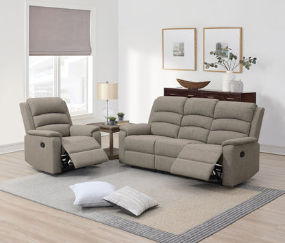 Modern Light Brown Color Burlap Fabric Recliner Motion Sofa 1pc Plush Couch Manual Motion Sofa Living Room Furniture image 7
