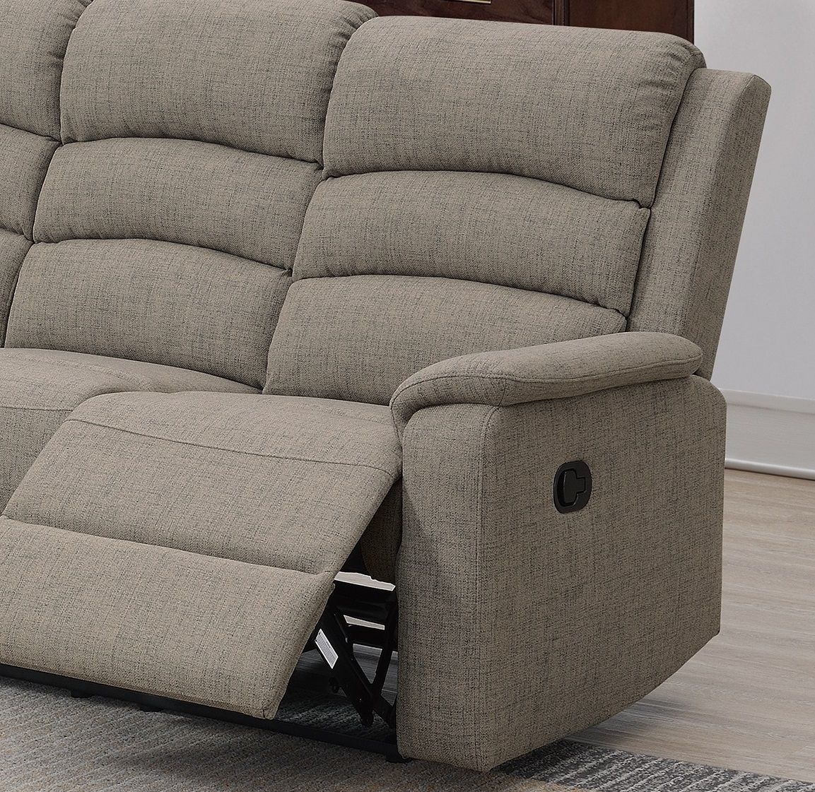 Modern Light Brown Color Burlap Fabric Recliner Motion Sofa 1pc Plush Couch Manual Motion Sofa Living Room Furniture image 6