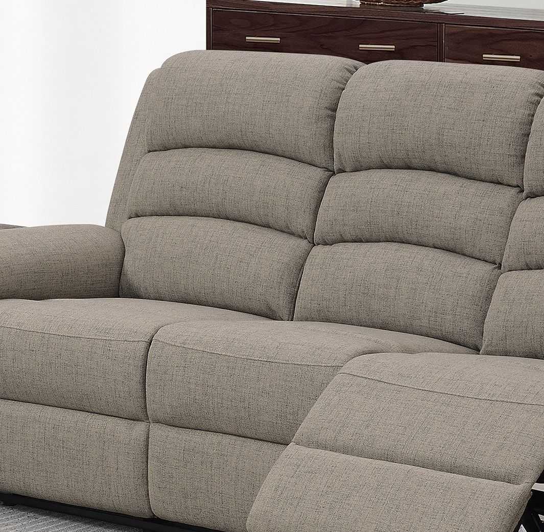 Modern Light Brown Color Burlap Fabric Recliner Motion Sofa 1pc Plush Couch Manual Motion Sofa Living Room Furniture image 4