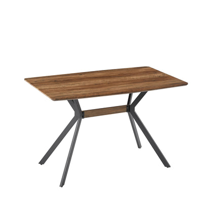 Modern Minimalist Style Dining Table MDF wooden Top Black Metal Shelf Metal Heat Transfer Legs Leveling Feet For Dining  image 10