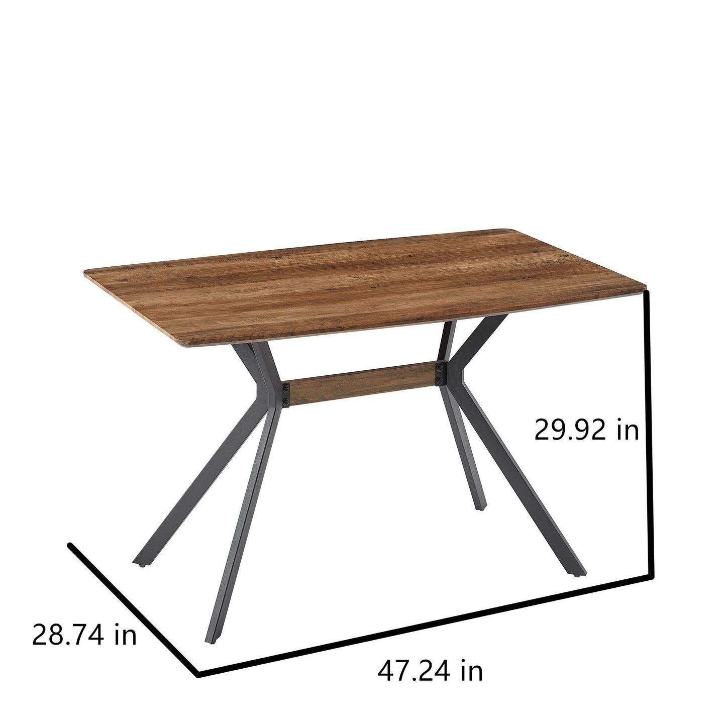 Modern Minimalist Style Dining Table MDF wooden Top Black Metal Shelf Metal Heat Transfer Legs Leveling Feet For Dining  image 2