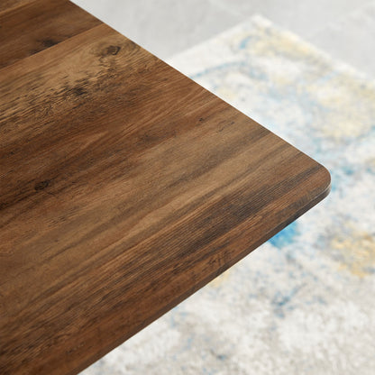 Modern Minimalist Style Dining Table MDF wooden Top Black Metal Shelf Metal Heat Transfer Legs Leveling Feet For Dining  image 9