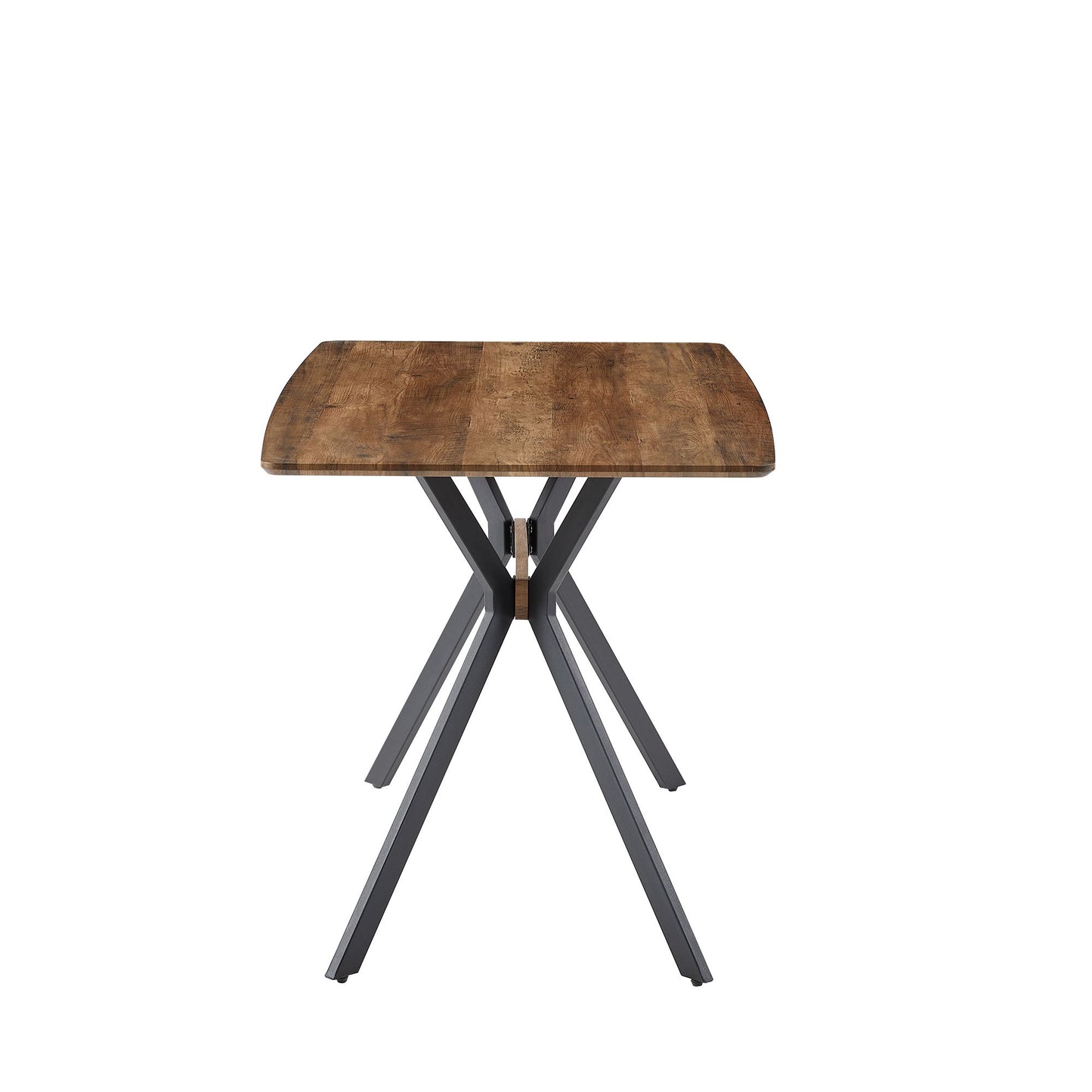 Modern Minimalist Style Dining Table MDF wooden Top Black Metal Shelf Metal Heat Transfer Legs Leveling Feet For Dining  image 11